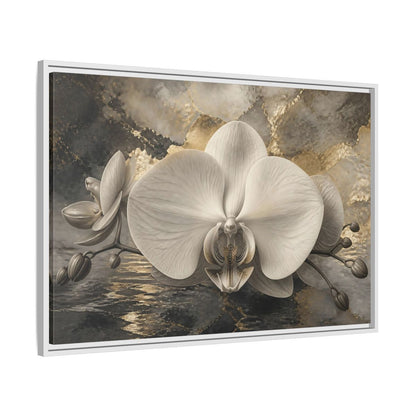 Side Mockup 9. Luminous Monochrome Orchid shown as framed canvas print