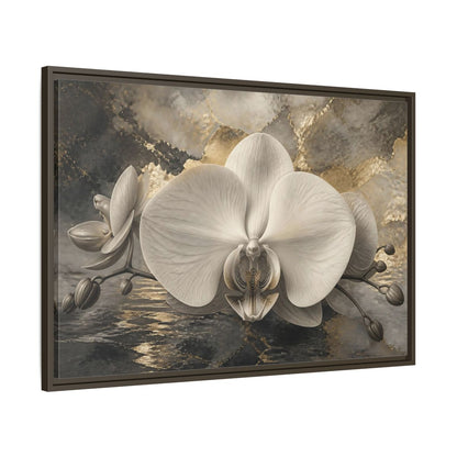 Main Mockup. Luminous Monochrome Orchid shown as framed canvas print