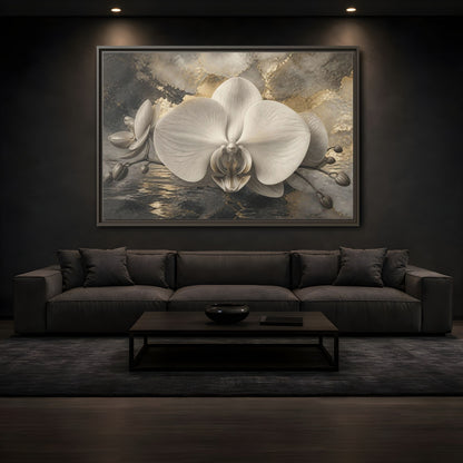 Mockup 3. Luminous Monochrome Orchid shown as framed canvas print