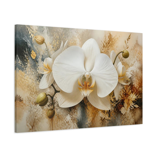 Main Mockup. Luminous White Orchid shown as canvas print