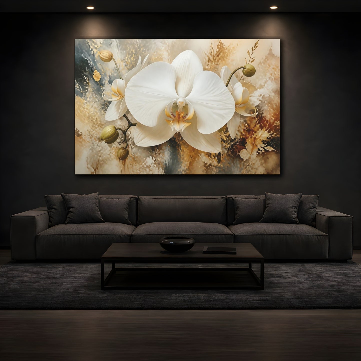 Mockup 3. Luminous White Orchid shown as canvas print