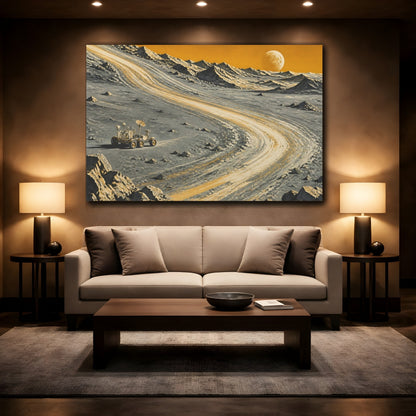 Mockup 2. Lunar Rover Tracks shown as canvas print