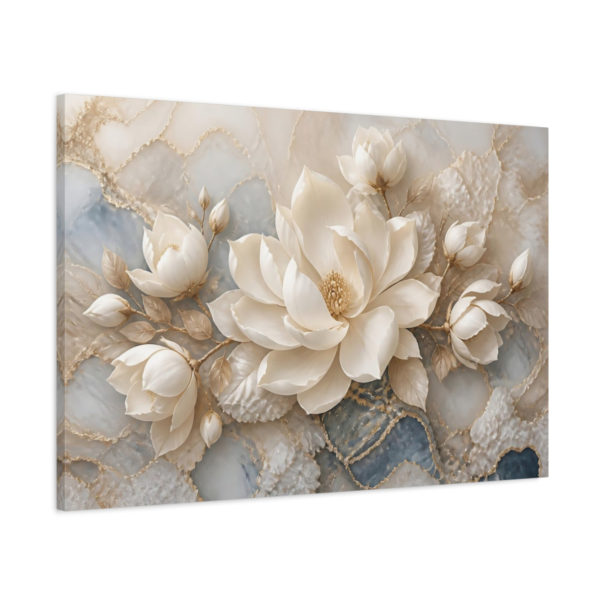 Main Mockup. Luxurious Cream Magnolia shown as canvas print