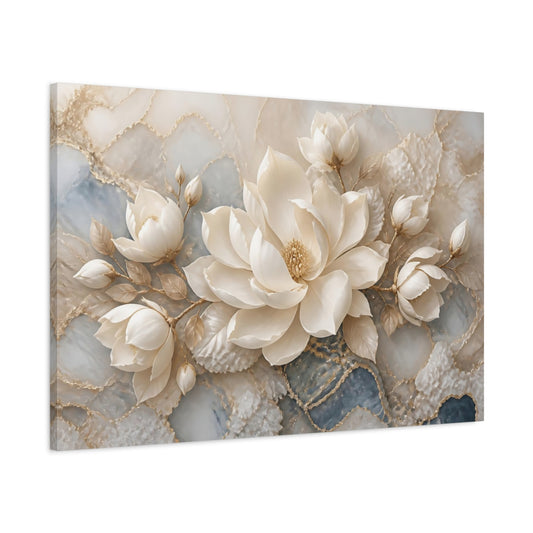 Main Mockup. Luxurious Cream Magnolia shown as canvas print