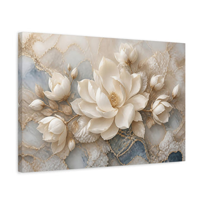 Side Mockup 3. Luxurious Cream Magnolia shown as canvas print