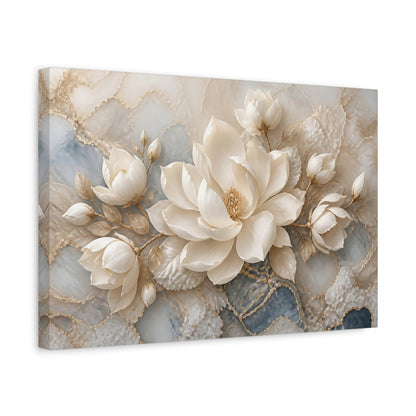Side Mockup 4. Luxurious Cream Magnolia shown as canvas print