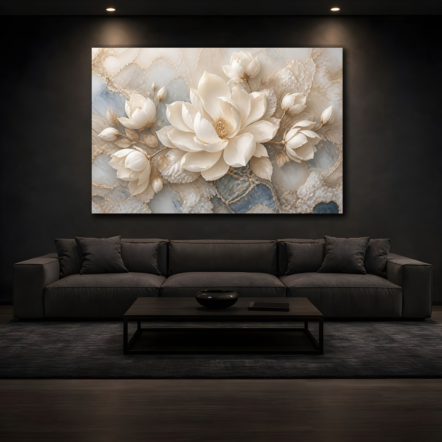 Mockup 3. Luxurious Cream Magnolia shown as canvas print