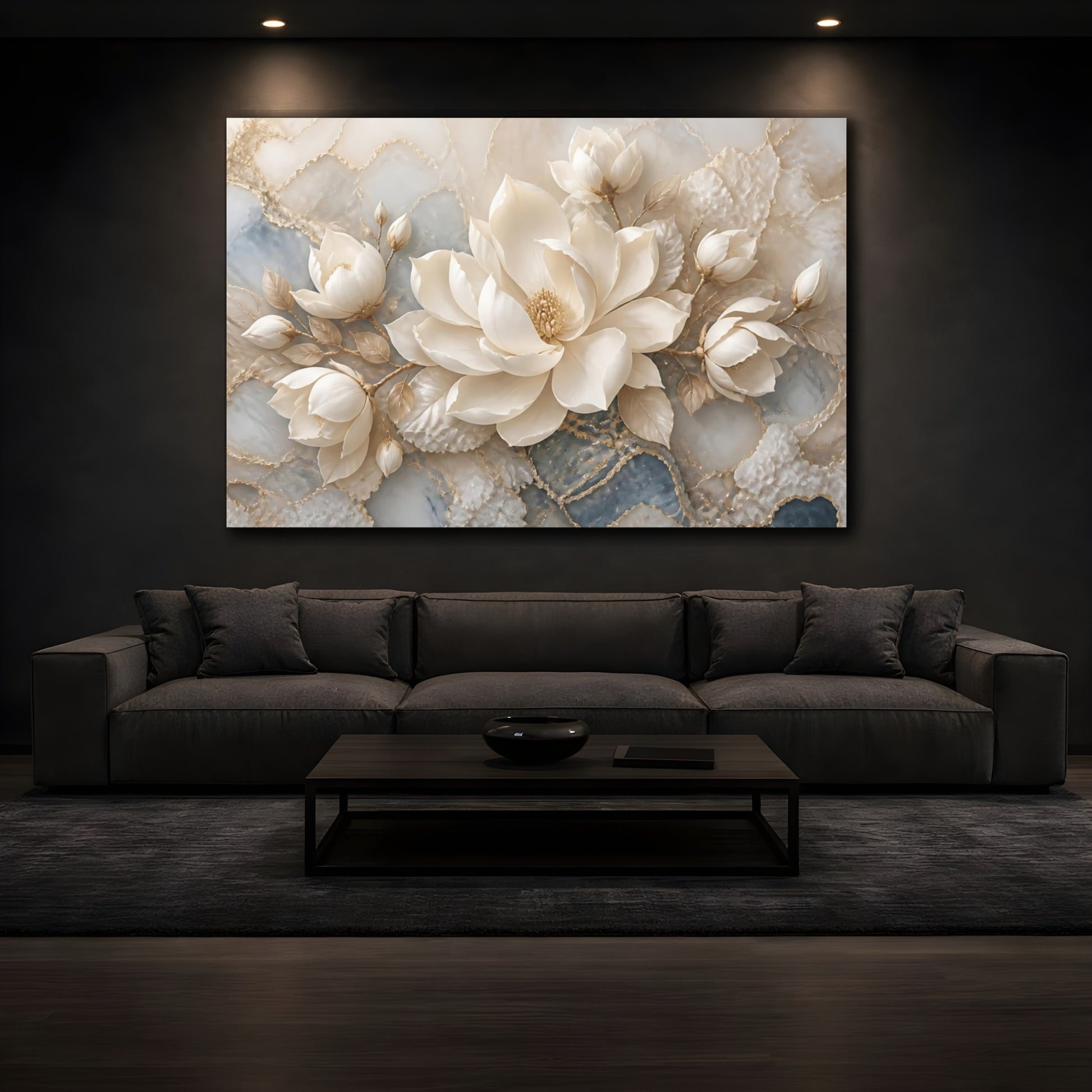 Mockup 3. Luxurious Cream Magnolia shown as canvas print