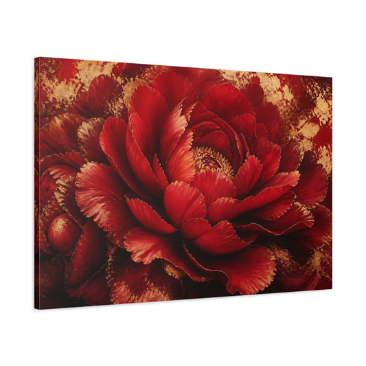 Main Mockup. Luxurious Red Peony shown as canvas print