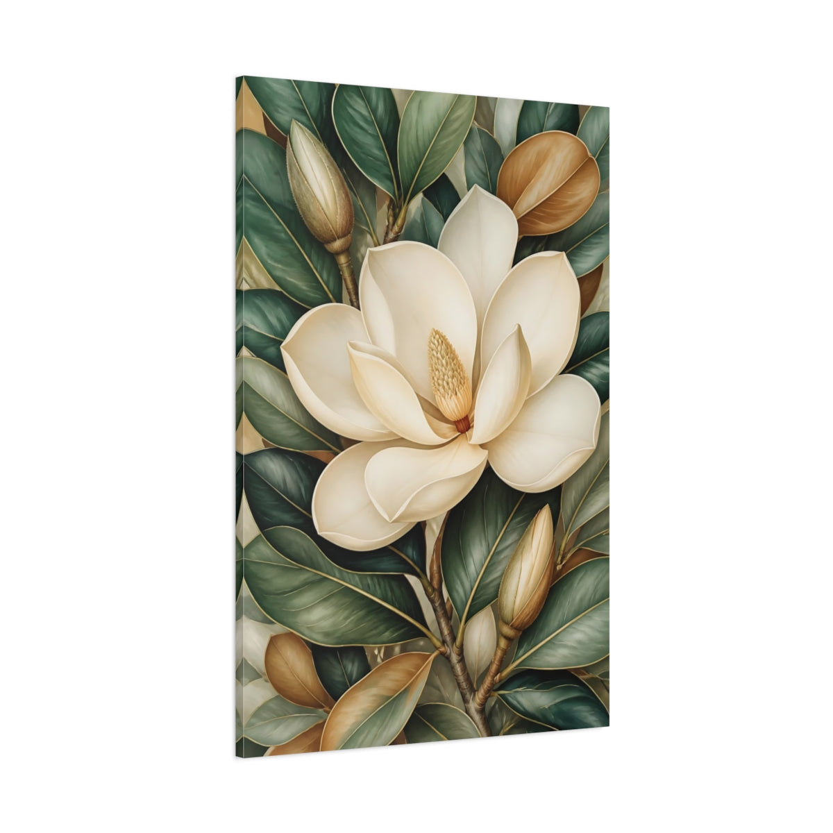 Side Mockup 1. Magnolia Floral Bloom shown as canvas print