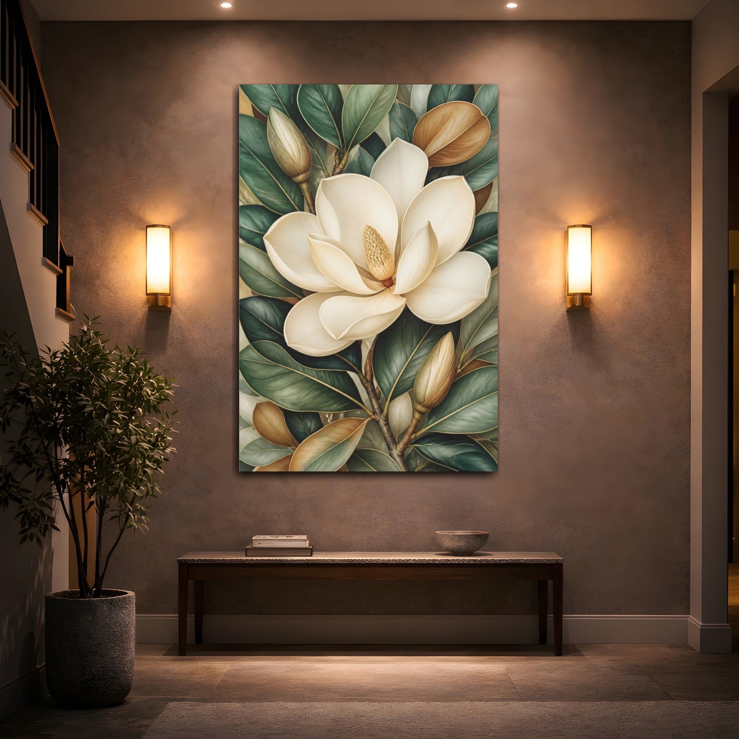 Mockup 2. Magnolia Floral Bloom shown as canvas print