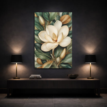 Mockup 3. Magnolia Floral Bloom shown as canvas print