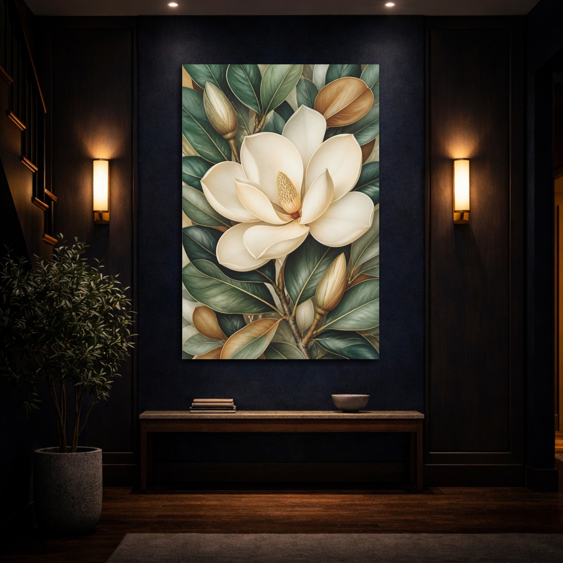 Mockup 4. Magnolia Floral Bloom shown as canvas print