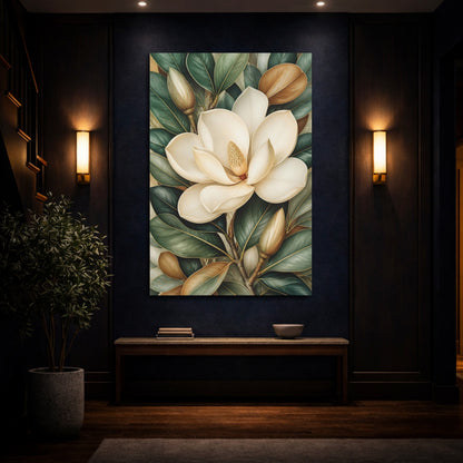 Mockup 4. Magnolia Floral Bloom shown as canvas print