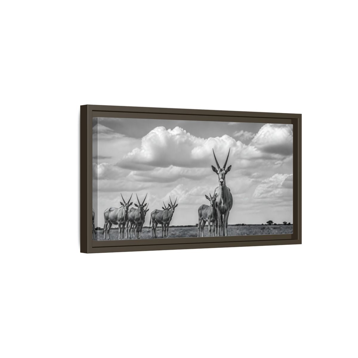 Side Mockup 7. Majestic Antelope Herd shown as framed canvas print