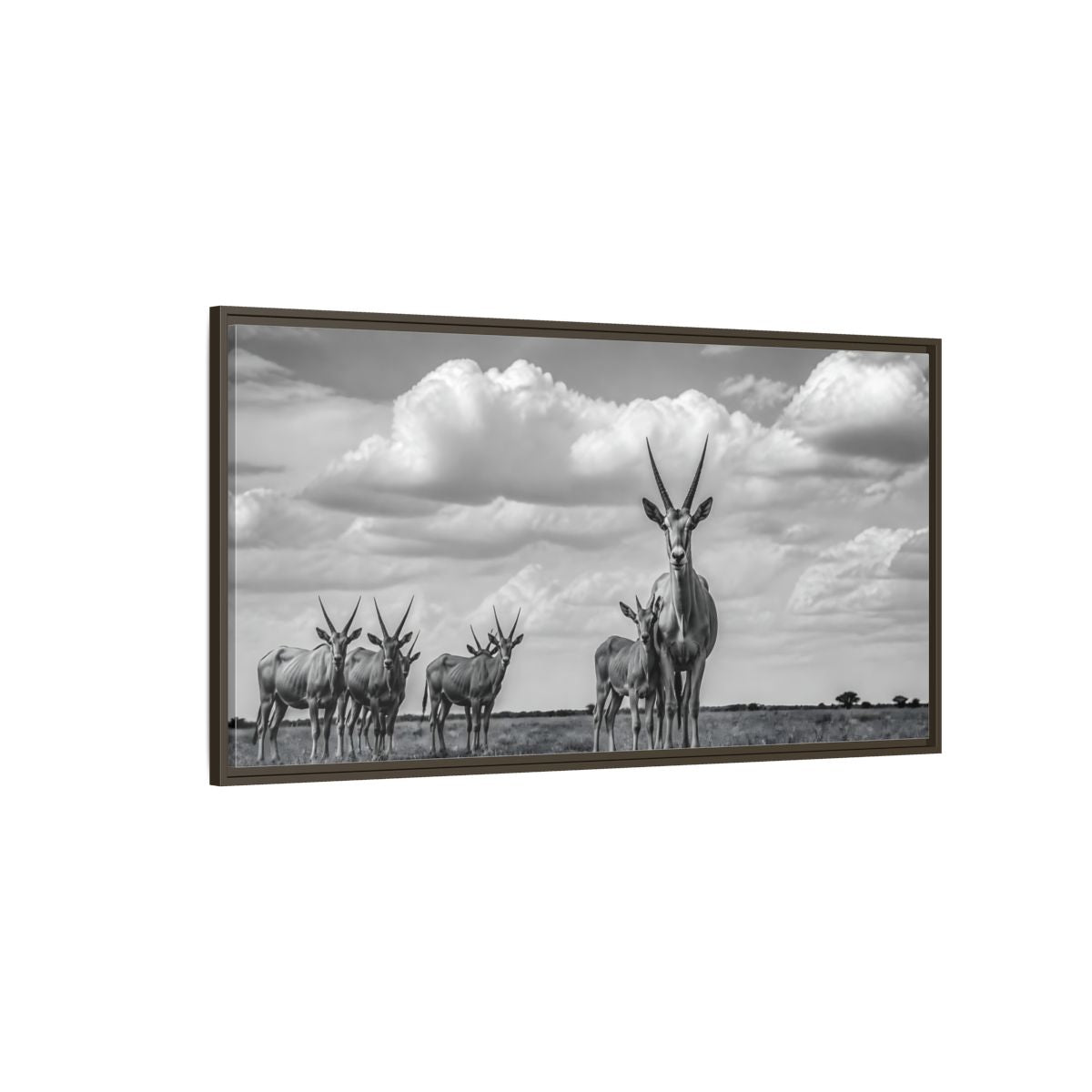 Side Mockup 4. Majestic Antelope Herd shown as framed canvas print