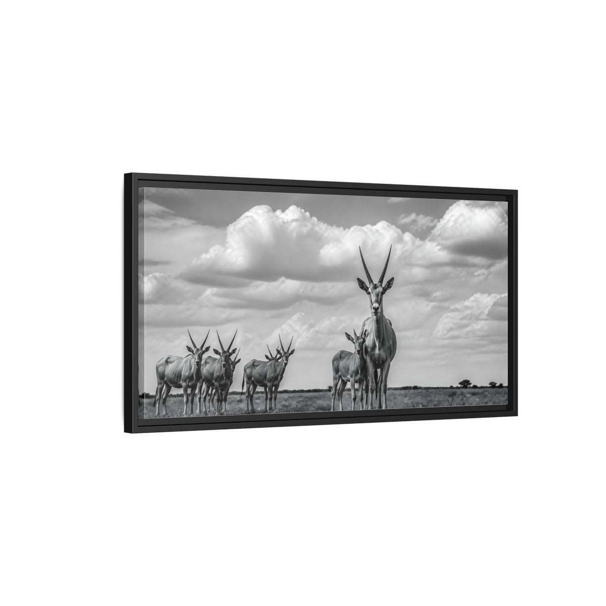 Side Mockup 2. Majestic Antelope Herd shown as framed canvas print