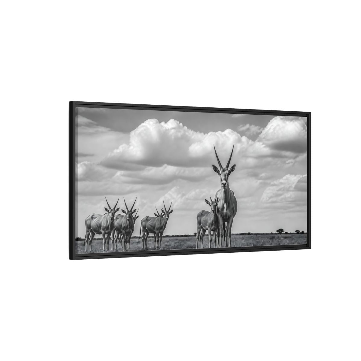 Side Mockup 5. Majestic Antelope Herd shown as framed canvas print