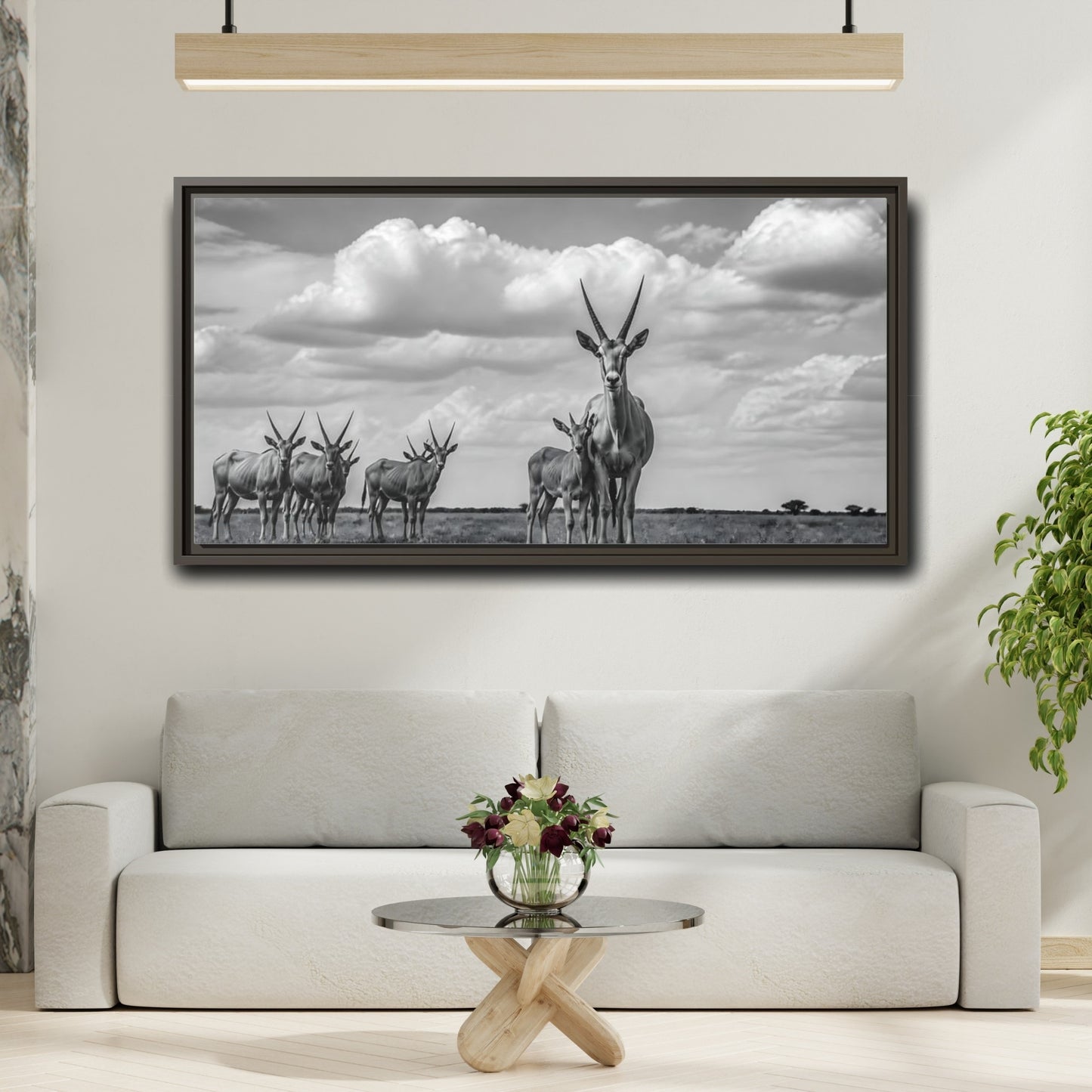 Mockup 2. Majestic Antelope Herd shown as framed canvas print