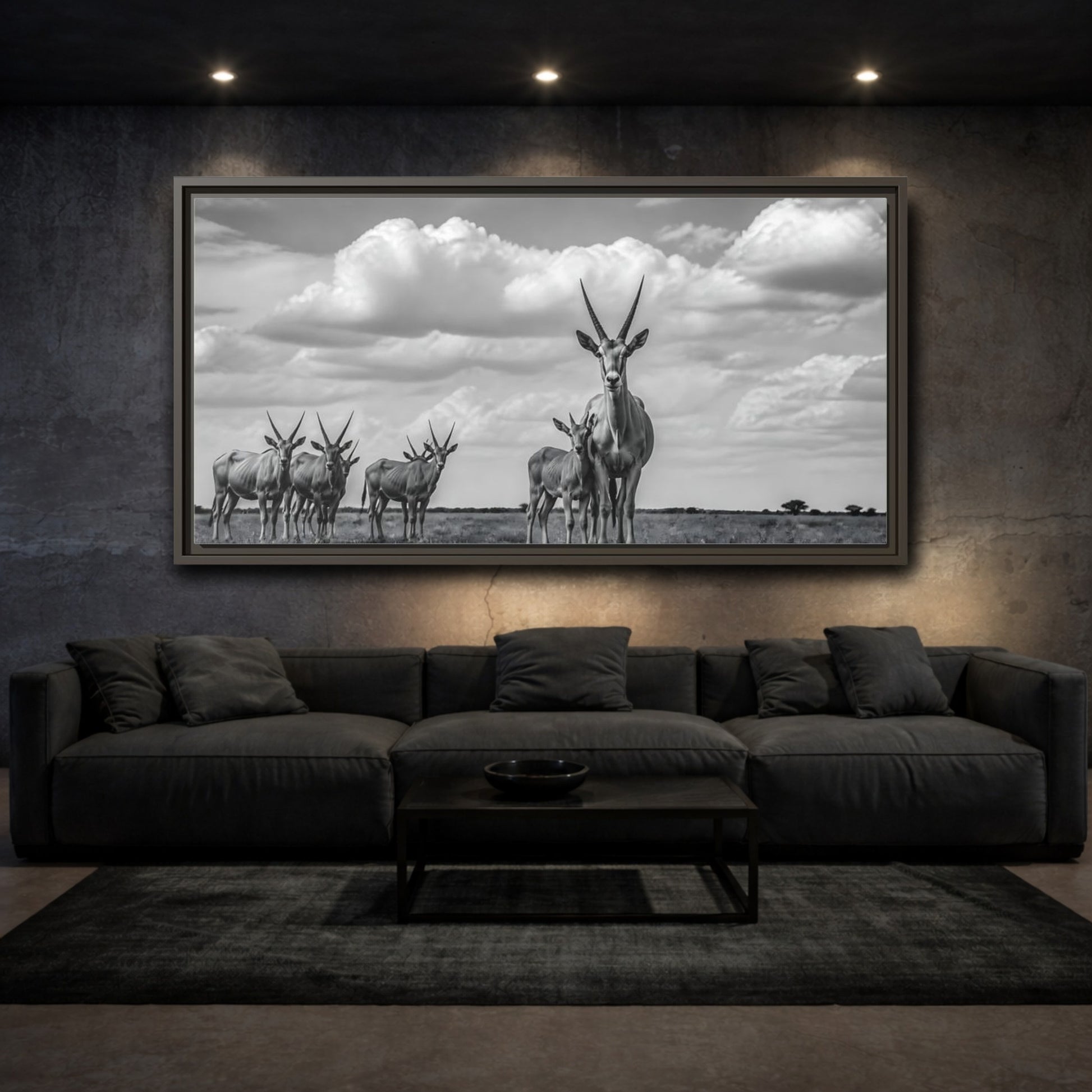 Mockup 3. Majestic Antelope Herd shown as framed canvas print