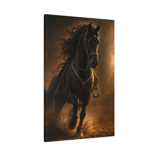 Main Mockup. Majestic Black Stallion shown as canvas print
