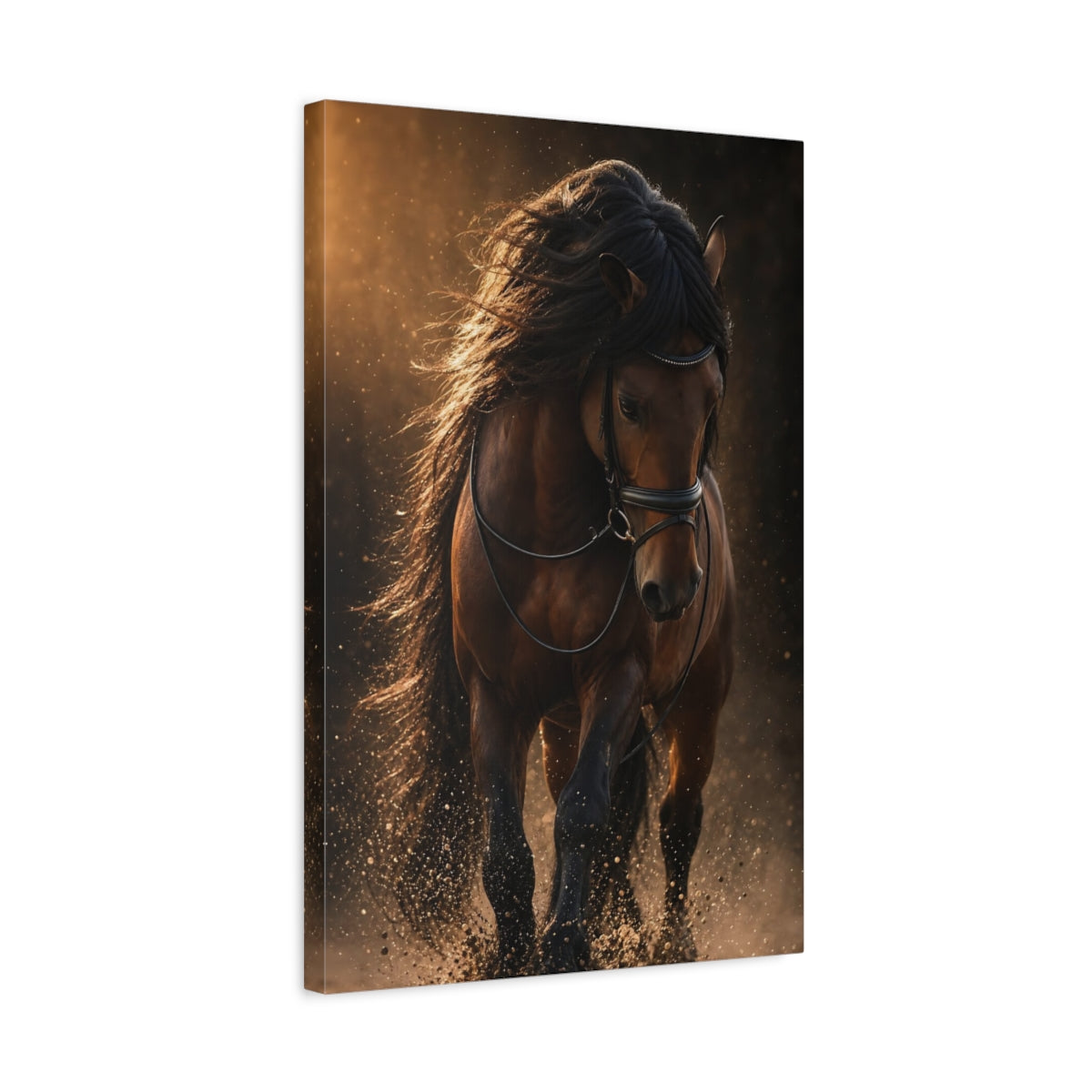 Side Mockup 3. Majestic Dark Horse shown as canvas print
