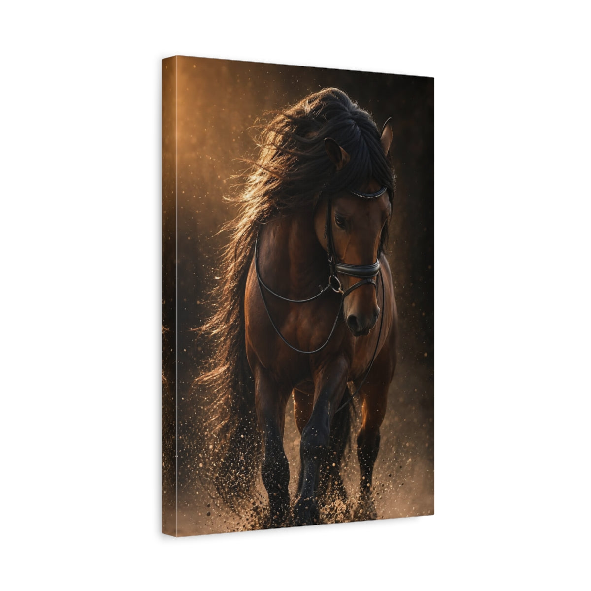 Side Mockup 4. Majestic Dark Horse shown as canvas print