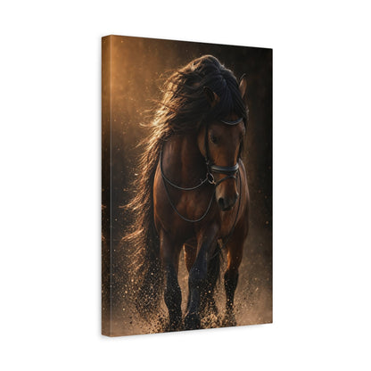 Side Mockup 4. Majestic Dark Horse shown as canvas print