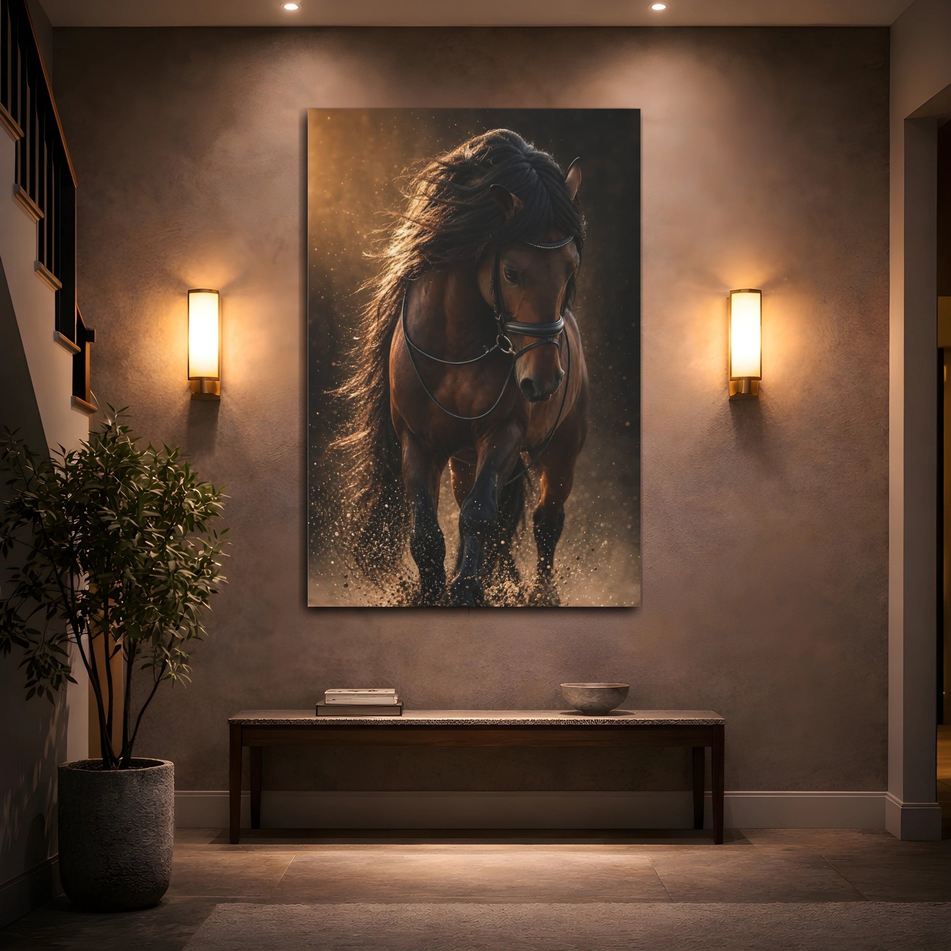 Mockup 2. Majestic Dark Horse shown as canvas print