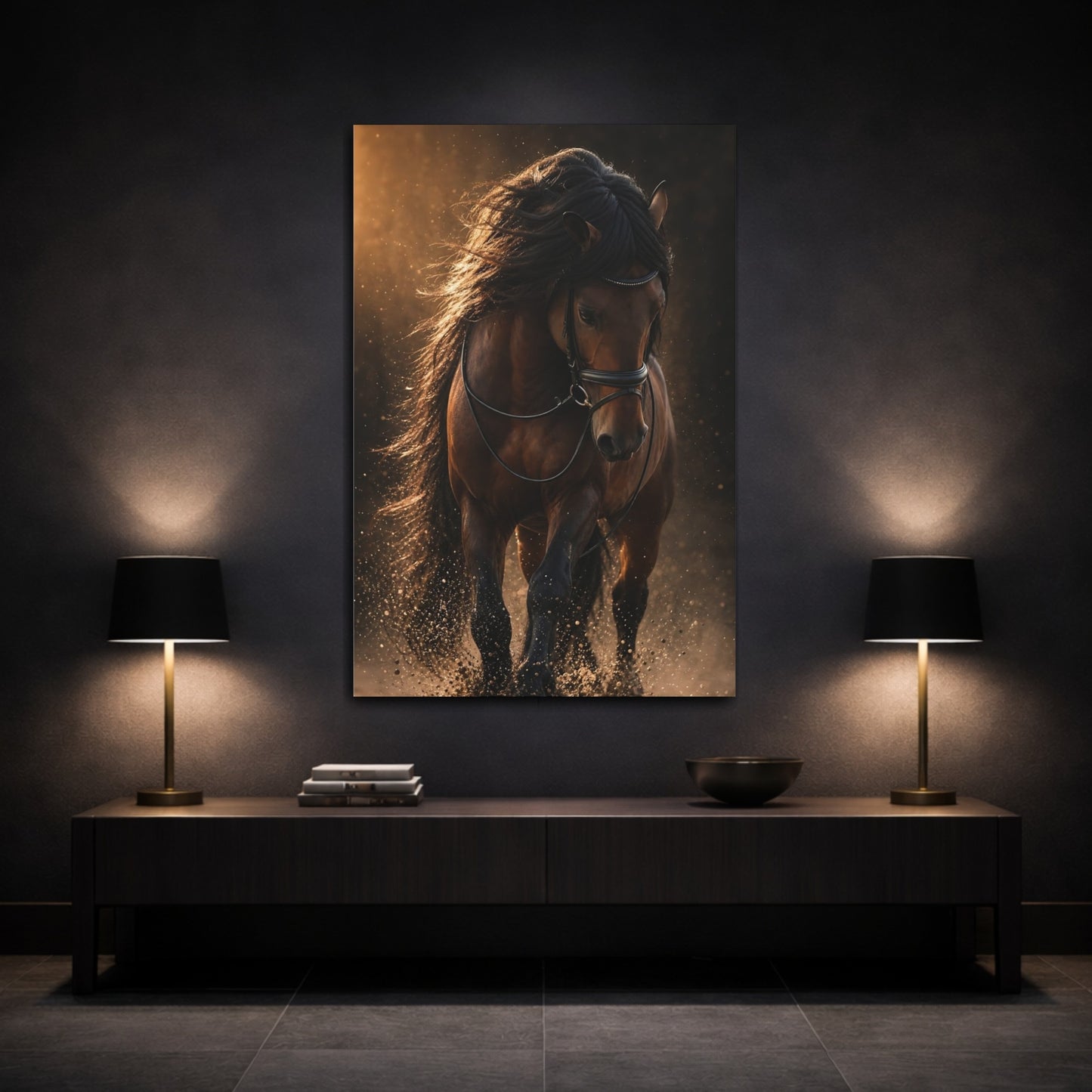 Mockup 3. Majestic Dark Horse shown as canvas print