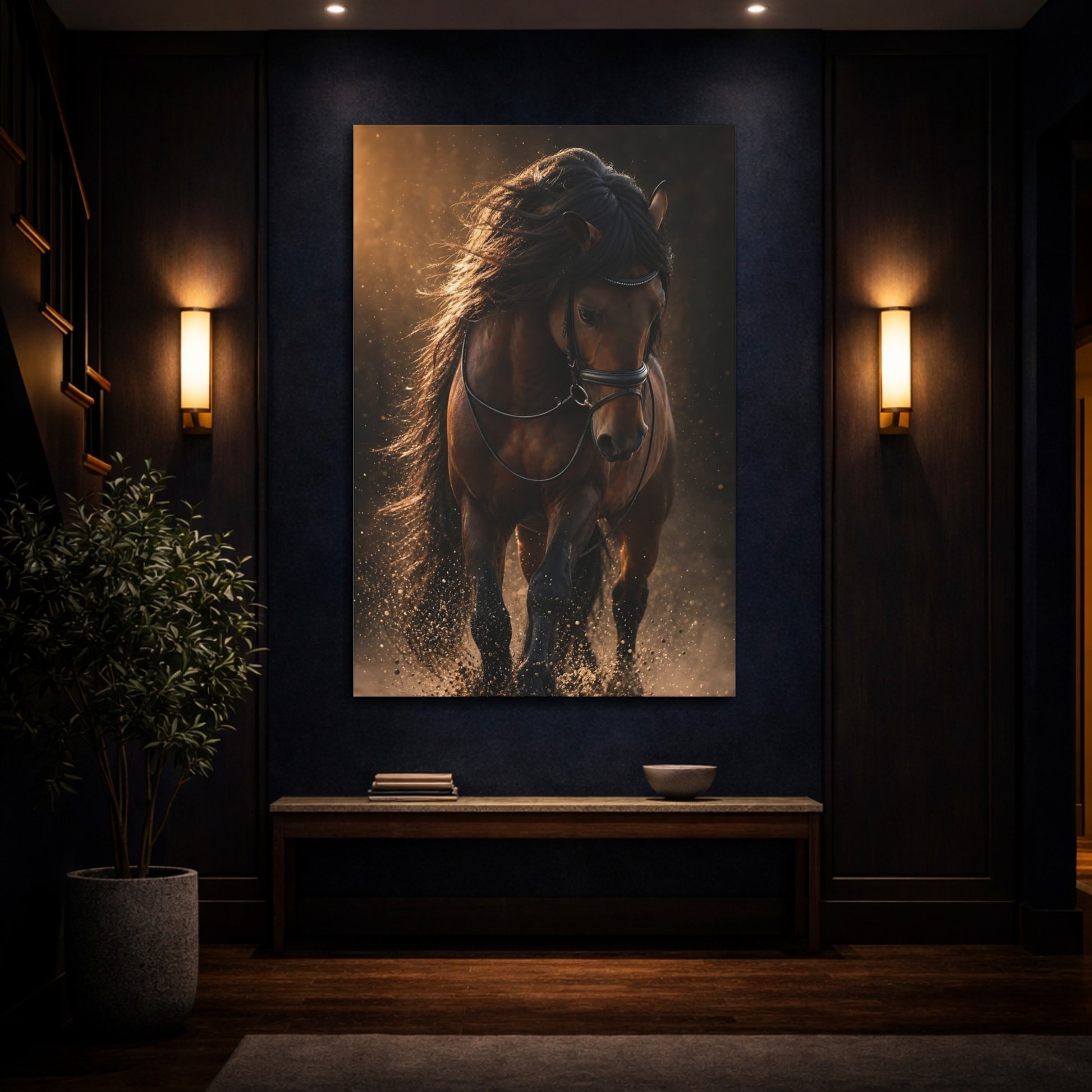 Mockup 4. Majestic Dark Horse shown as canvas print