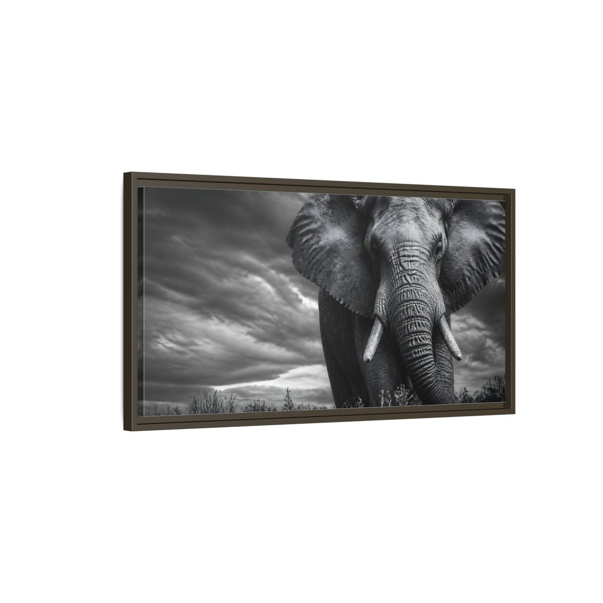 Main Mockup. Majestic Elephant Portrait shown as framed canvas print