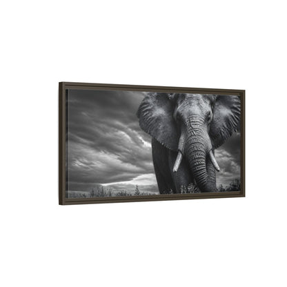 Main Mockup. Majestic Elephant Portrait shown as framed canvas print