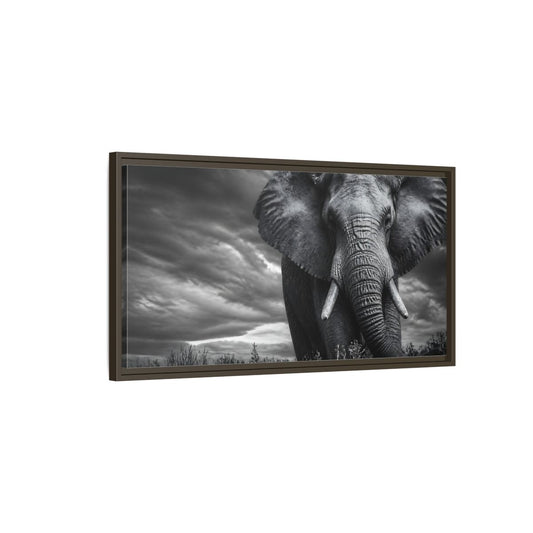 Main Mockup. Majestic Elephant Portrait shown as framed canvas print