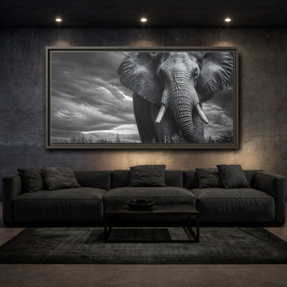 Mockup 3. Majestic Elephant Portrait shown as framed canvas print