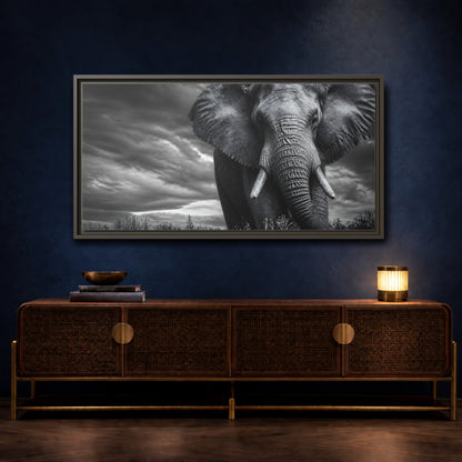 Mockup 4. Majestic Elephant Portrait shown as framed canvas print