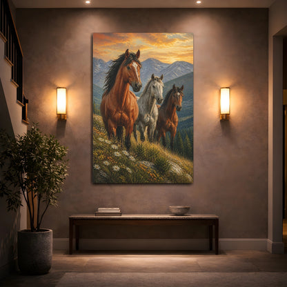 Mockup 2. Majestic Horse Trio Animals shown as canvas print