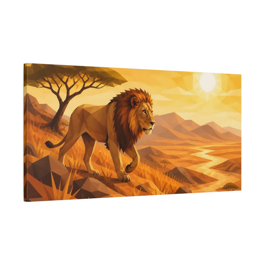 Main Mockup. Majestic Savanna Lion shown as canvas print