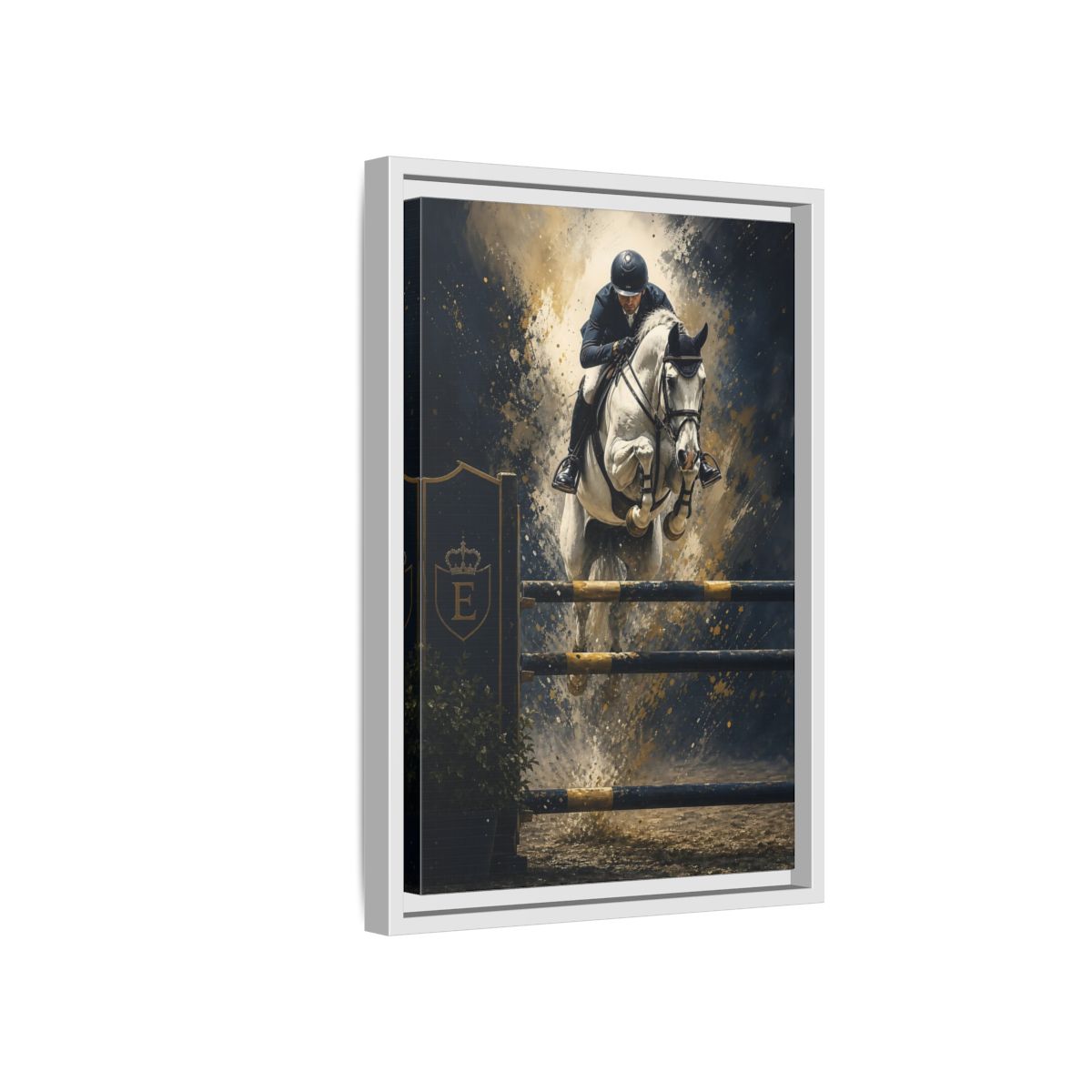 Side Mockup 4. Majestic Show Jump shown as framed canvas print