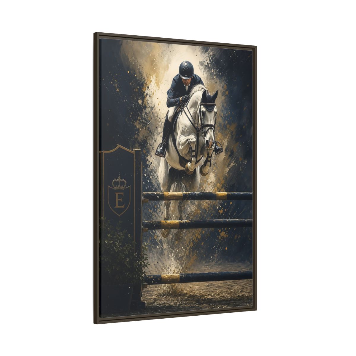 Side Mockup 8. Majestic Show Jump shown as framed canvas print