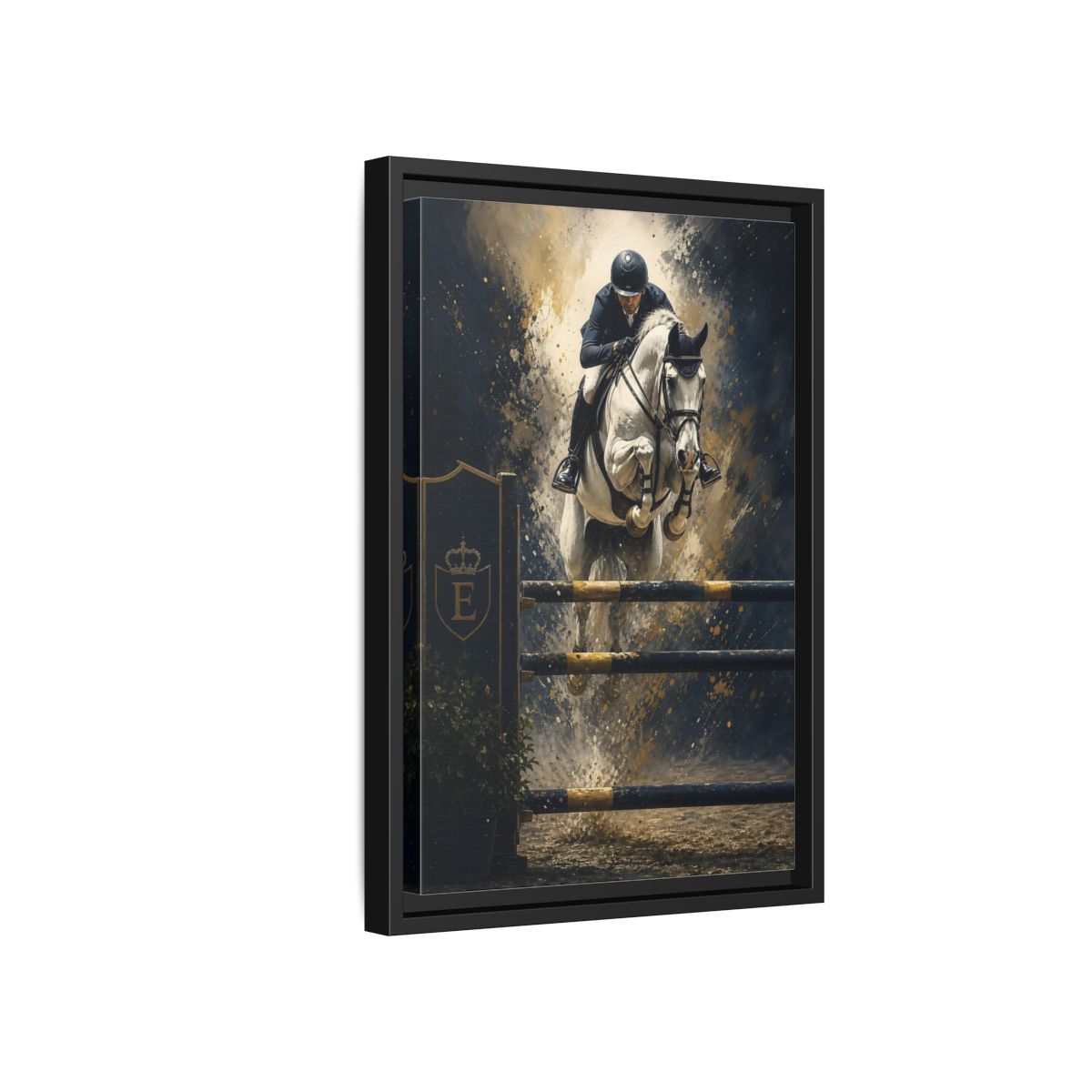Side Mockup 6. Majestic Show Jump shown as framed canvas print