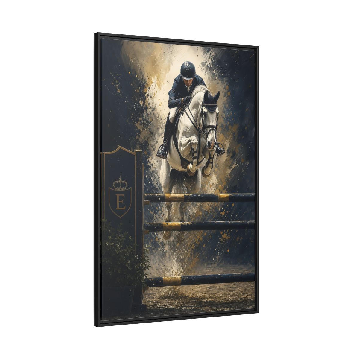 Side Mockup 12. Majestic Show Jump shown as framed canvas print