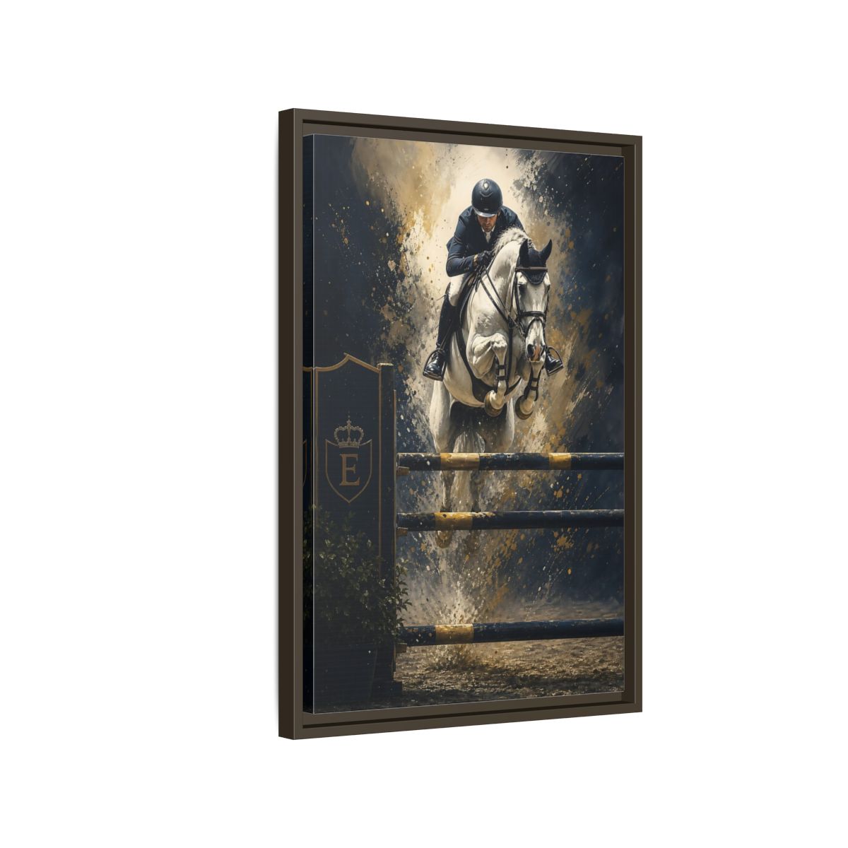 Side Mockup 2. Majestic Show Jump shown as framed canvas print