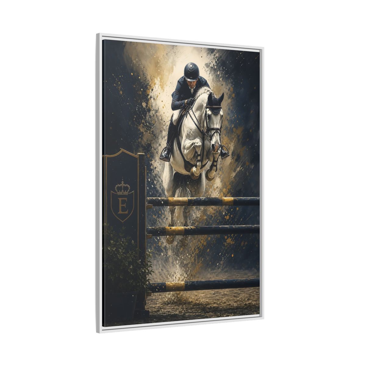 Side Mockup 7. Majestic Show Jump shown as framed canvas print