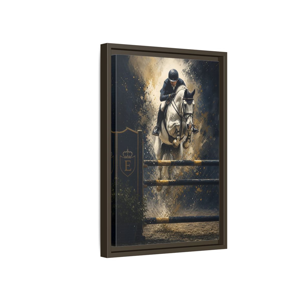 Side Mockup 5. Majestic Show Jump shown as framed canvas print