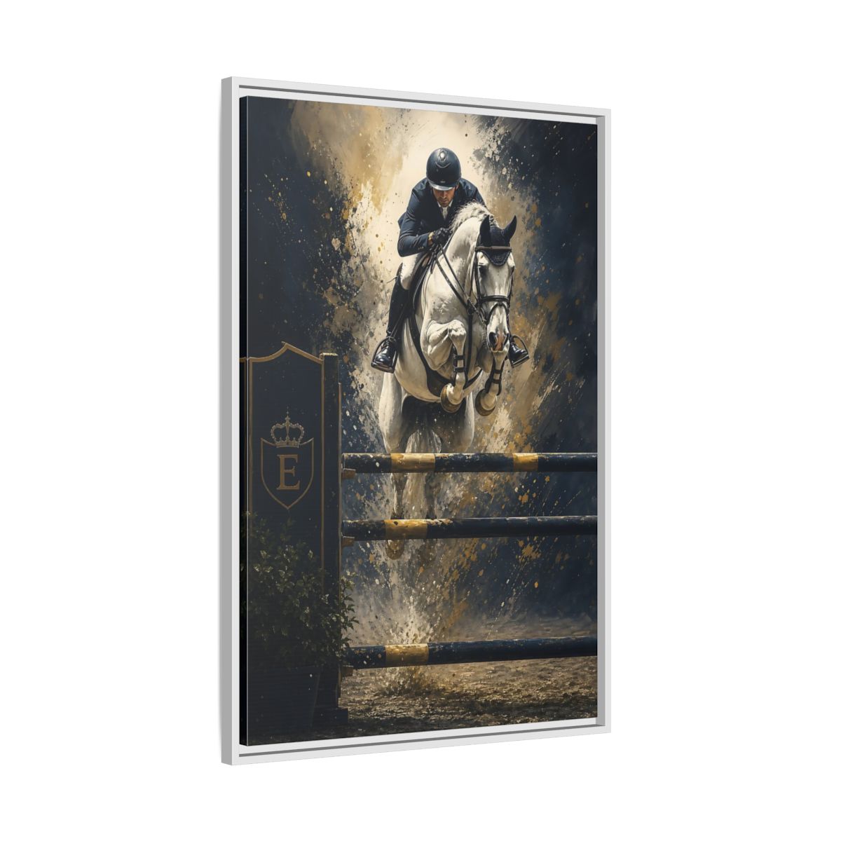Side Mockup 9. Majestic Show Jump shown as framed canvas print