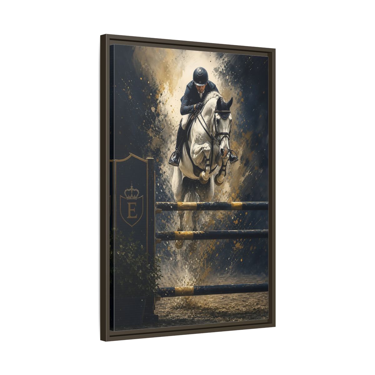 Side Mockup 11. Majestic Show Jump shown as framed canvas print