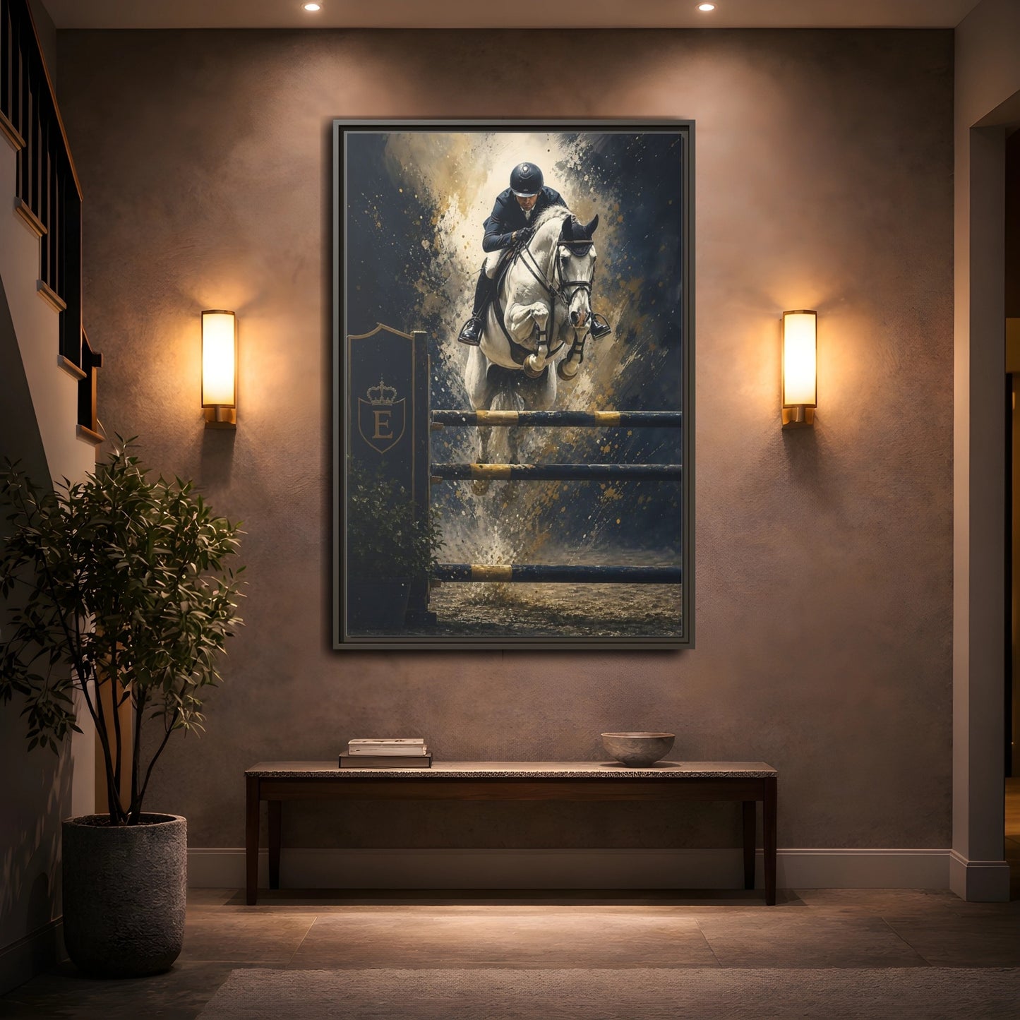 Mockup 2. Majestic Show Jump shown as framed canvas print
