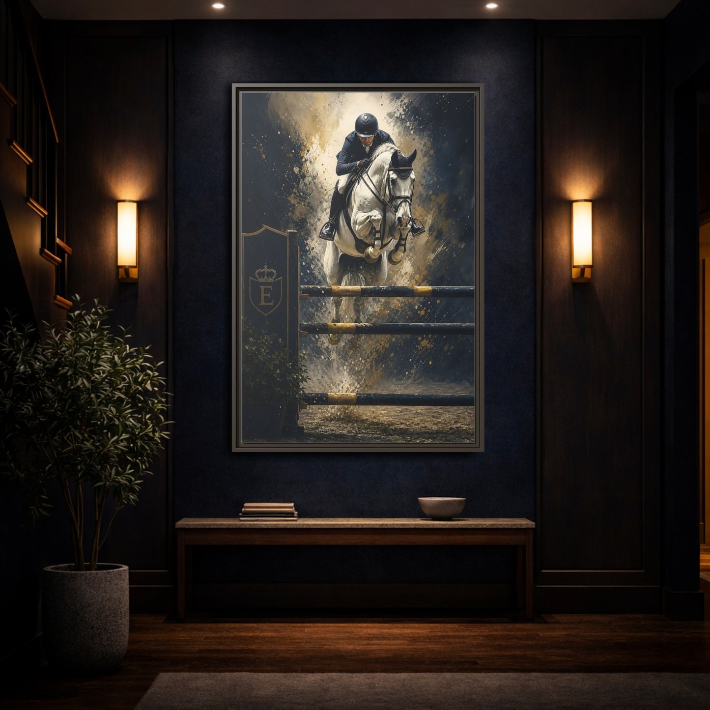 Mockup 4. Majestic Show Jump shown as framed canvas print
