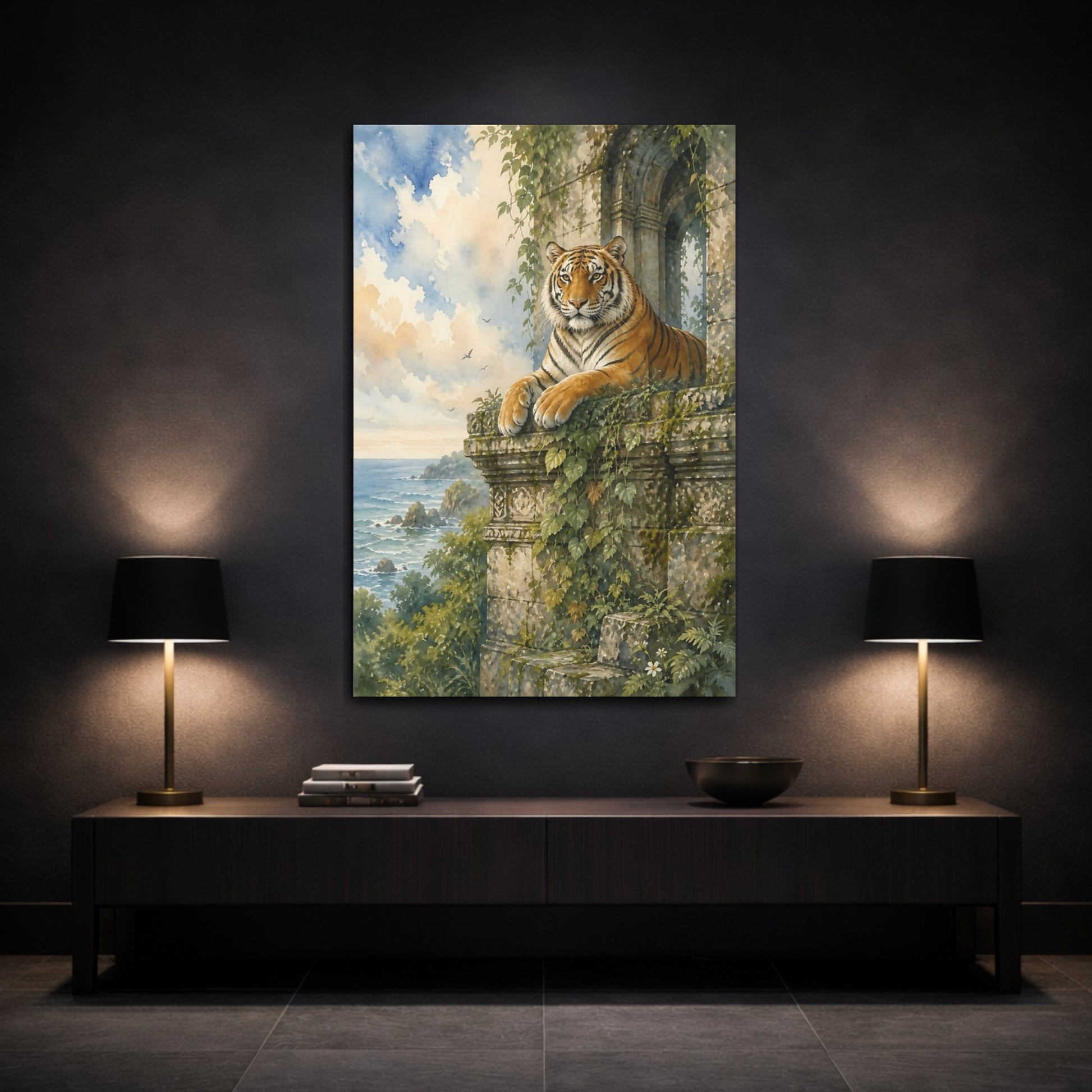 Mockup 3. Majestic Tiger Animal shown as canvas print